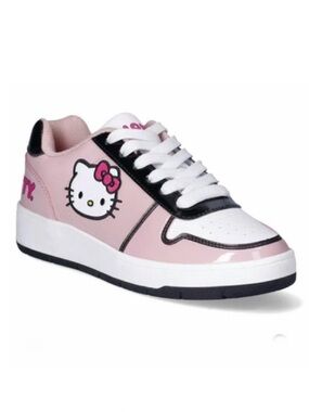 Hello Kitty Women’s Pink, White, And Black Casual Court Sneakers Size 9
